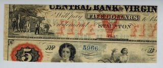 1862 Staunton VA CENTRAL BANK OF VIRGINIA $1 Obsolete Currency Civil War Issue 2