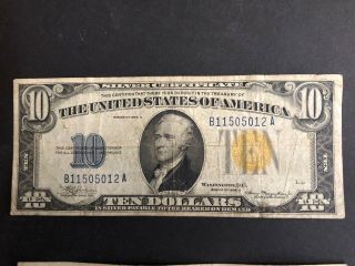 1934 A Ten Dollar Silver Certificate Yellow Seal