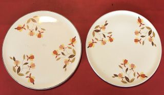 Superior Hall Jewel Tea Autumn Leaf Cake Platter/plate 9.  5 " Vintage Set Of 2
