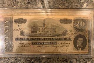 17 Feb 1864 Civil War Confederate Currency $20 Note Twenty Dollar Bill Richmond