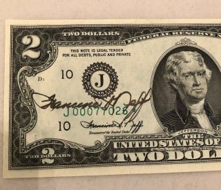 1976 $2 Star Note Francine Neff Autograph Cu