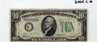 Series 1934 A Federal Reserve Ten Dollars $10 Star Note Fr.  2006 C