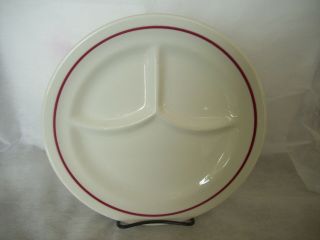 Vintage Caribe China 9 1/2 " Divided Grill Plate Red Stripe Restaurant Ware