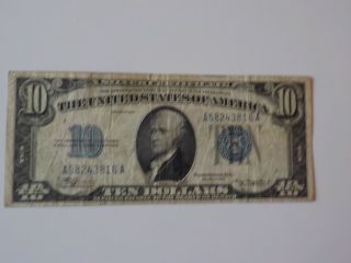 Silver Certificate 10 Dollar Bill 1934 Paper Money Currency Note United States