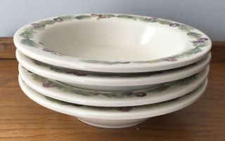 4 Pfaltzgraff Jamberry 7 1/4 " Cereal Soup Bowls Cherries Berries By Pat Farrell