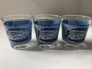 3 Vintage Currier And & Ives Old Fashion Glasses Royal China