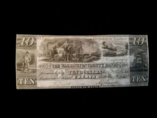 Scarce 1835 $10 Washington County Bank Calais Maine Obsolete Bank Note 3
