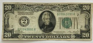 1928 $20 Federal Reserve Note “gold On Demand” York Green Seal 1928