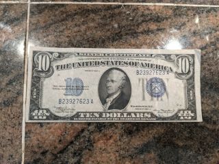 $10 Dollar 1934 A Silver Certificates - Some Folds - Circulated