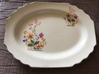 Lido Ws George Canarytone Platter 11.  5 " Gaylea Floral Pattern 1930’s - 40’s Mcm