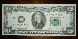 1969 $20 Dollar Note Federal Reserve Of San Francisco L37688970a