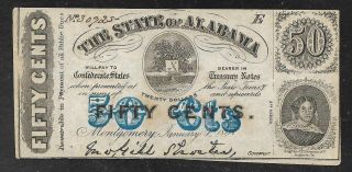 Confederate Currency - State Of Alabama 50 Cents Note - 1863 - Uncirculated