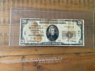 $20 1929 Ossining York Ny National Currency Bank Note Bill