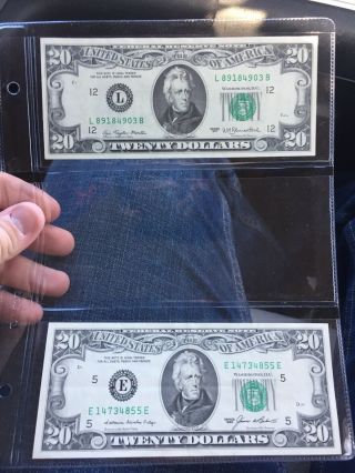 2 Old 20 Dollar Bills