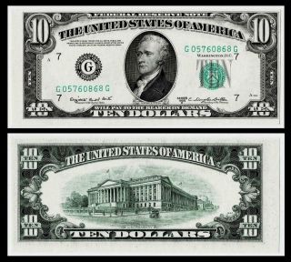 1950 - C $10 Federal Reserve Note Chicago,  Il Crisp Gem Uncirculated