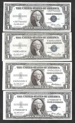 Gorgeous Set Of 4 1935 $1 Silver Certificates,  One Star