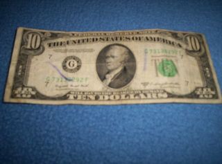 $10 1950 C Series Federal Reserve Chicago Illinois Singed By C.  Douglas Dillon