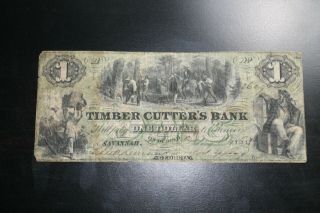 1863 $1 Confederate Currency Savannah,  Ga Timber Cutter 
