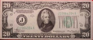 1934 U.  S.  $20 Federal Reserve Circulated Note