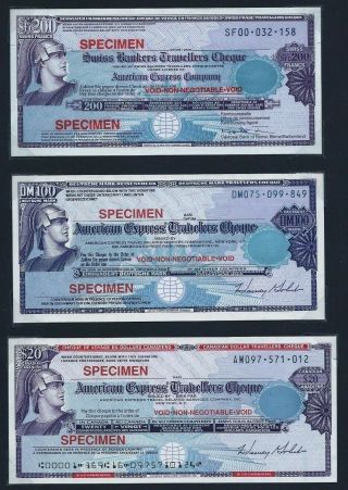 American Express Specimen Travelers Cheques 6 Currencies Of 6 Countries