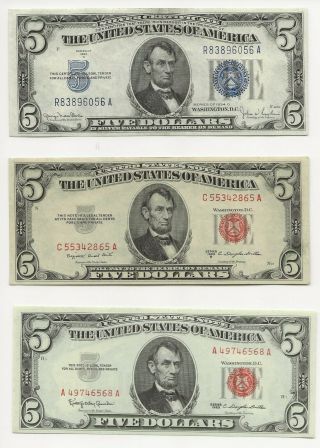 $1 - $5 Silver Certificates And Legal Tender Notes,  1928 To 1963,  Vg To Xf