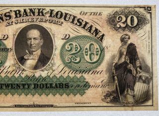 1800 ' s $20 Citizens Bank of Louisiana Obsolete Note 3