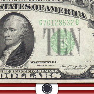 1934 - A $10 Chicago Federal Reserve Note Frn Fr 2006 - G 28632