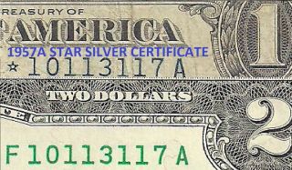 Matching Serial Numbers $1 Star Silver Certificate / Cu $2 Dollar Bill Note
