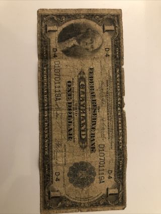 1914 $1 One Dollar Large Bill National Currency Cleveland Ohio
