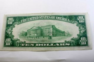 ONE UNITED STATES 1934 TEN DOLLAR FEDERAL RESERVE NOTE KANSAS CITY,  MO.  VF 2