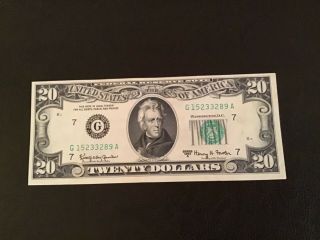 1963 A Twenty $20 Dollar Federal Reserve Note Old Money U.  S.  Currency