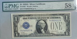 1928 A $1 Silver Certificate Pmg Ch Au 58 Epr Fr 1601 Woods/mellon