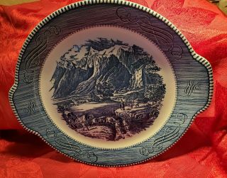 Currier And Ives Royal China Blue Handled Cake Plate The Rocky Mountains Nearnew