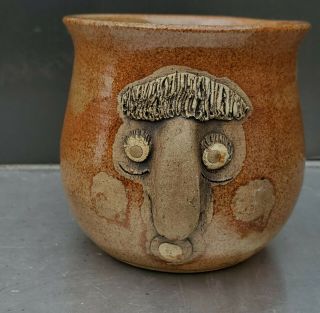 Ugly Face Pottery Mug Signed