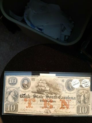 1861.  $10 Charleston,  South Carolina Bank Of The State Of South Carolinia