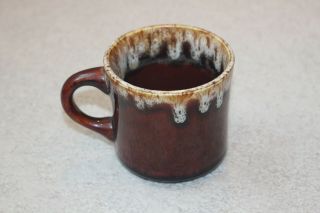 Hull Oven Proof Brown Drip Coffee Mug Cup Ceramic Vintage Usa 3.  5 Tall