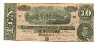 February 17th 1864 Confederate States Of America $10 Note Csa