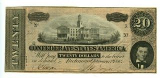 February 17th 1864 Confederate States Of America $20 Note Csa