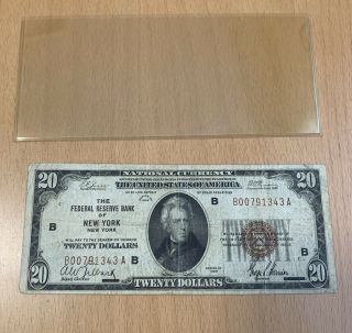 1929 $20 The Federal Reserve Bank Of York,  Ny $20 -
