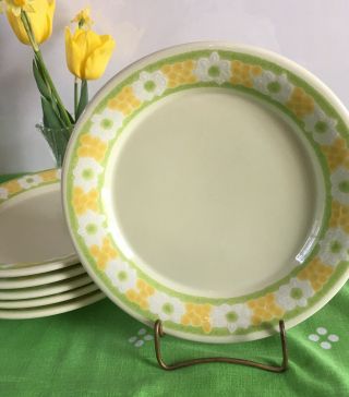 Mid - Century Vintage Franciscan Picnic Salad Plate Yellow W/ White Daisies 8 3/4 "