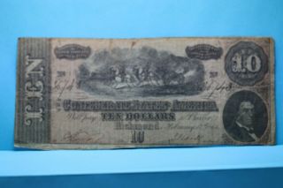 $10 Confederate Currency February 17th,  1864 T - 68 Stk Wslck