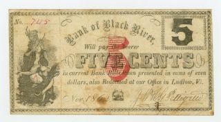1862 5c J.  W.  & E.  G.  Pettigrew At Bank Of Black River - Ludlow,  Vermont Note