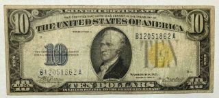 1934 - A U.  S.  $10 Silver Certificate Yellow Seal North Africa Wwii Emergency Note