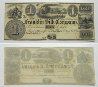 Re110 Ohio Franklin $1 Franklin Silk Company Note 1836 - 1838,  Cu