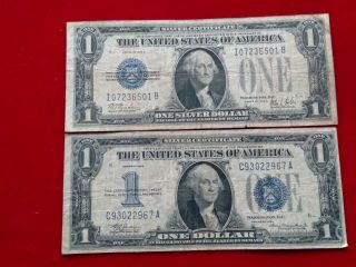 Us One Dollar Bill Silver Sertificat 1928 B & 1934.