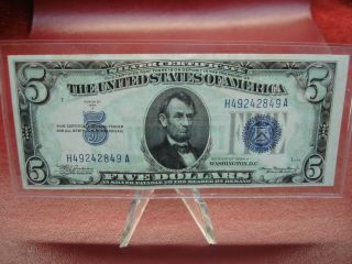 Series 1934 A $5 U.  S.  Silver Certificate Note - Crisp &