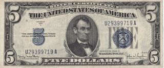 1934 Series D $5 Five Dollar Silver Certificate Uncirculated Deep Blue Ink