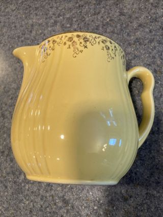 Vintage Hall Kichenware Yellow Gold Etched 6” Pitcher Usa