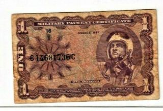 $1 " Military Payment Certificate " Series 681 $1 " Military Payment " Series 681