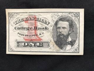 1800’s Us Fractional Currency - 1 Cent Note - Eastman College Bank - Obsolete